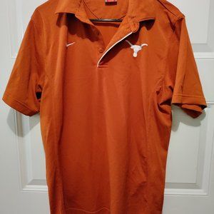 Nike Men's Polo Shirt Orange Texas Long Horns UT Fit-Dry Short Sleeve Size M